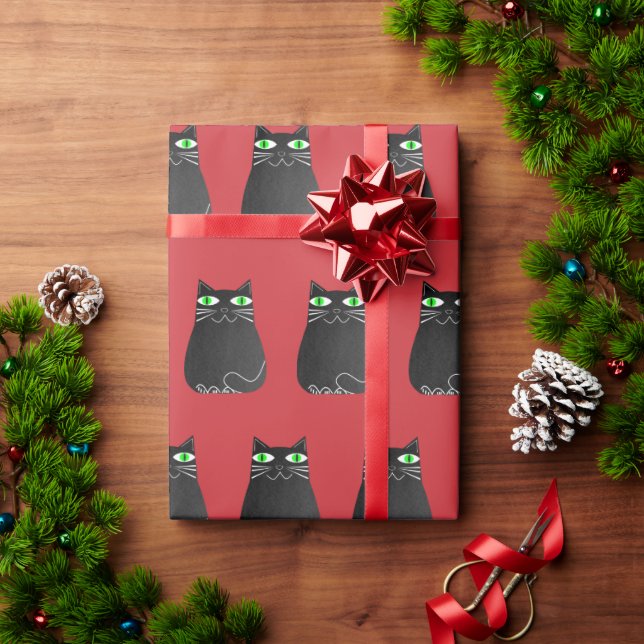 Papel De Regalo Navidades del gato negro (Regalo de vacaciones)