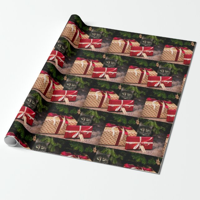 Papel De Regalo Navidades del gato Tortoiseshell (Desenrollado)