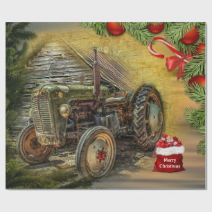Papel De Regalo Navidades del Green Tractor Barn Vintage