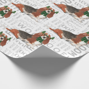Papel De Regalo Navidades del Holiday Dog Lover Basset Hound