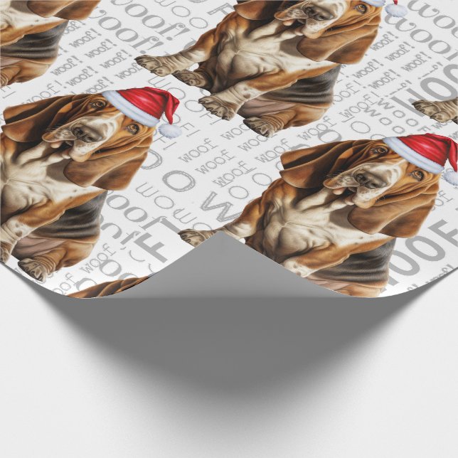 Papel De Regalo Navidades del Holiday Dog Lover Basset Hound (Esquina)