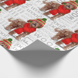 Papel De Regalo Navidades del Holiday Dog Lover Brown Labradoodle