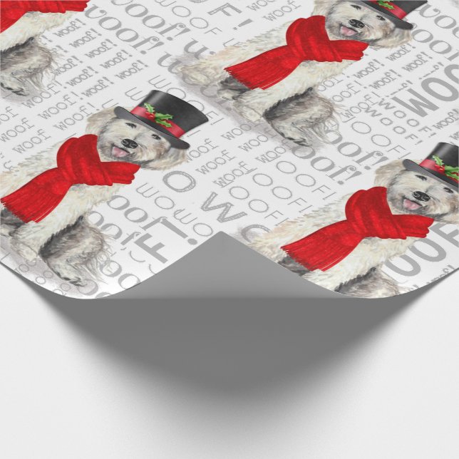 Papel De Regalo Navidades del Holiday Dog Lover Yellow Labradoodle (Esquina)