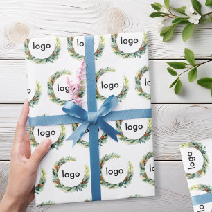 Papel De Regalo Navidades del logotipo comercial Floral Wreath