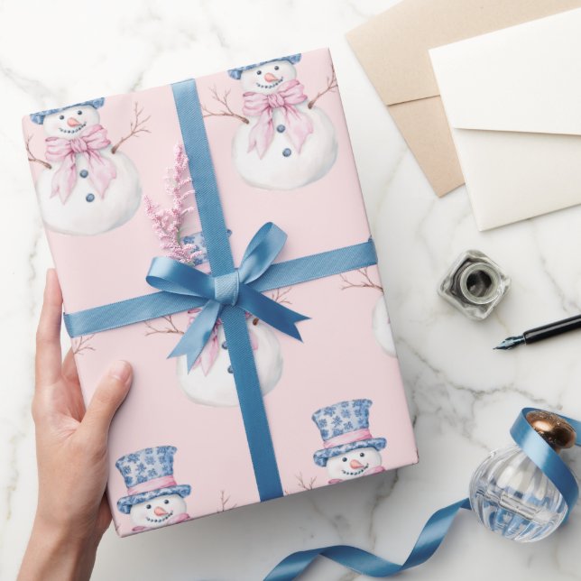 Papel De Regalo Navidades del milenio Damask Snowman (Regalar)