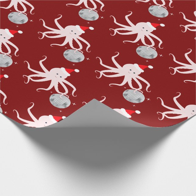Papel De Regalo Navidades del Óptopus Santa Hat de la bola de disc (Esquina)