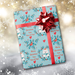 Papel De Regalo Navidades del oso de la nieve de Boho y del corazó