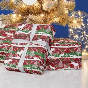 Papel De Regalo Navidades del país Forest Wolf Moose