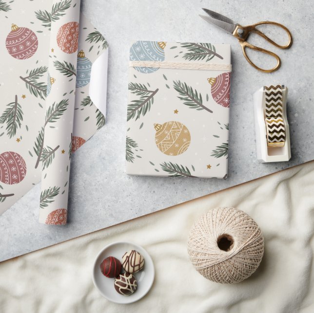 Papel De Regalo Navidades del Pastel Pine Holly Ornaments (Artesanía)