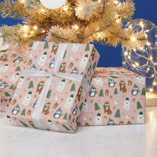 Papel De Regalo Navidades del patrón de animales de invierno