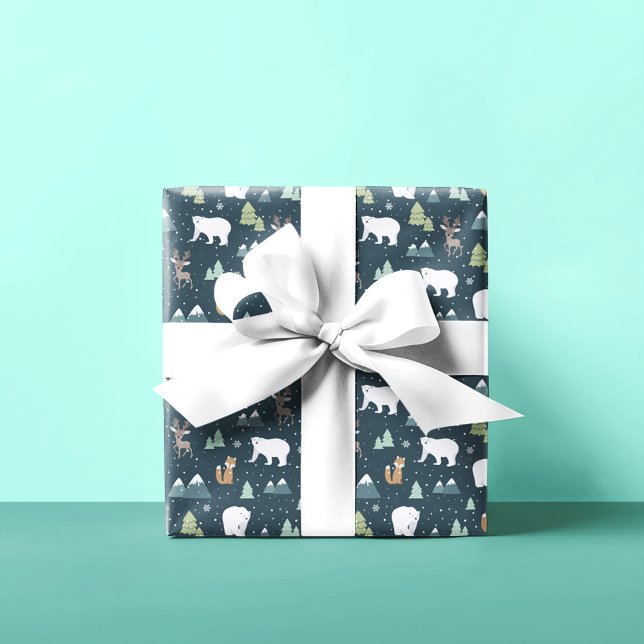 Papel De Regalo Navidades del patrón de animales de invierno (Subido por el creador)