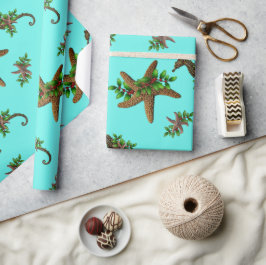 Papel De Regalo Navidades del Patrón de Caballos de Mar de Starfis