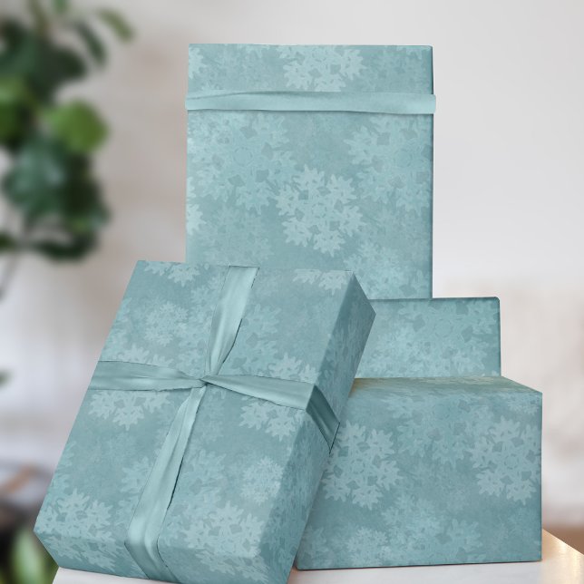 Papel De Regalo Navidades del patrón de copo de nieve verde azulad (A pretty teal green snowflake pattern gift wrap perfect for you)