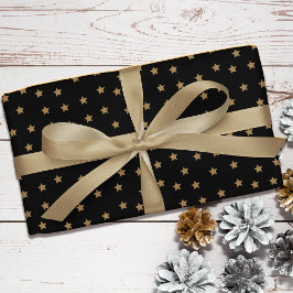 Papel De Regalo Navidades del patrón de estrellas del doodle dorad