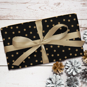 Papel De Regalo Navidades del patrón de estrellas del doodle dorad