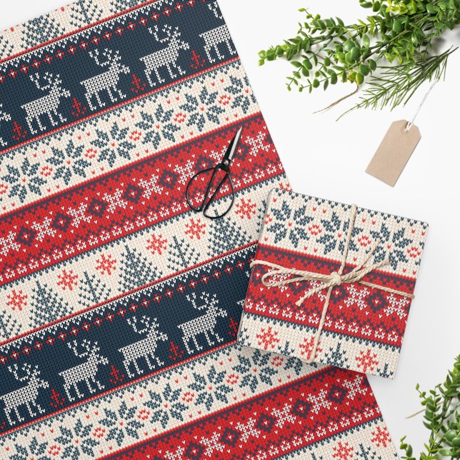 Papel De Regalo Navidades del patrón de Knit Faux Personalizados (Subido por el creador)