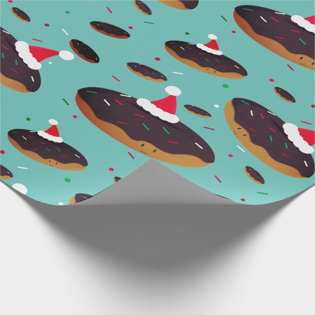 Papel De Regalo Navidades del patrón Donut Santa Hats (Esquina)
