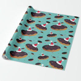 Papel De Regalo Navidades del patrón Donut Santa Hats