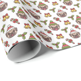 Papel De Regalo Navidades del patrón lindo Perro Raza Pug