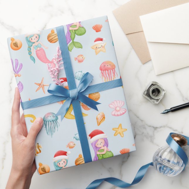 Papel De Regalo Navidades del patrón Santa de la sirena (Regalar)