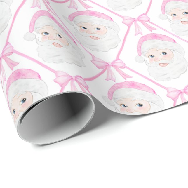 Papel De Regalo Navidades del Preppy Pink Santa doblan el milenio (Esquina del rollo)