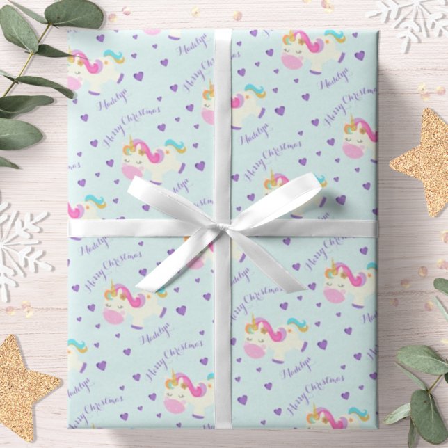 Papel De Regalo Navidades del Purpurina unicornio Rainbow Aqua (Subido por el creador)