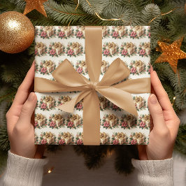 Papel De Regalo Navidades del Red Poinsettia Coquette Gold Bow