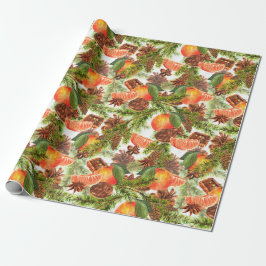 Papel De Regalo NAVIDADES del RETRO Tangerines Chocolate Cookie Pi