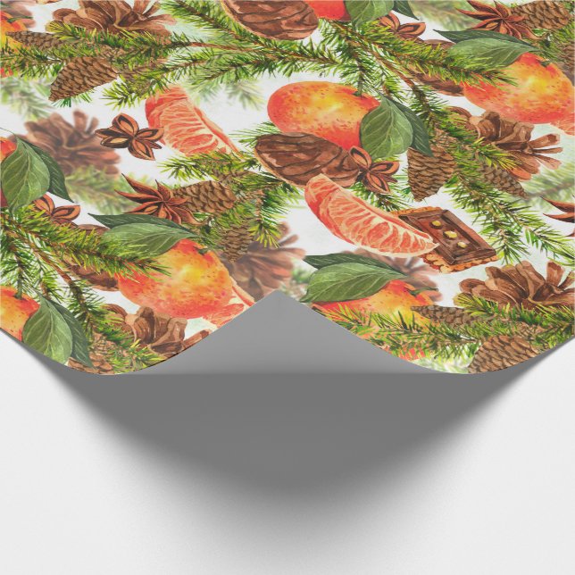 Papel De Regalo NAVIDADES del RETRO Tangerines Chocolate Cookie Pi (Esquina)