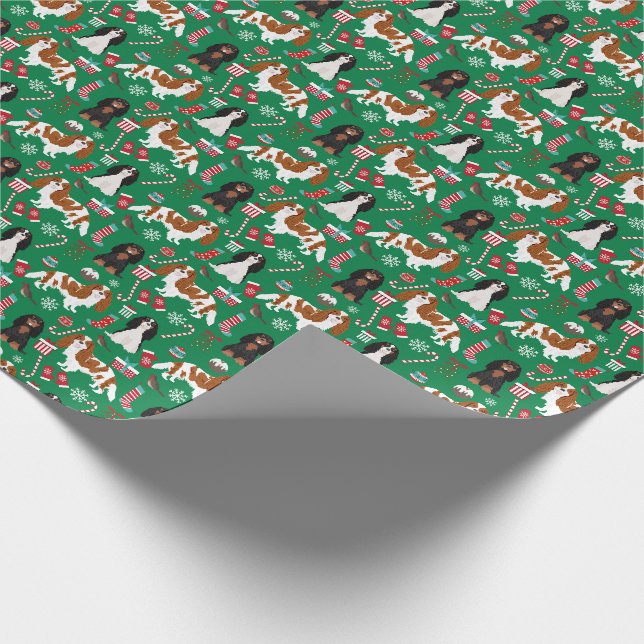Papel De Regalo Navidades del rey Charles Spaniel (Esquina)