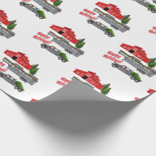 Papel De Regalo Navidades del Sendero de Camiones de Santa Barn