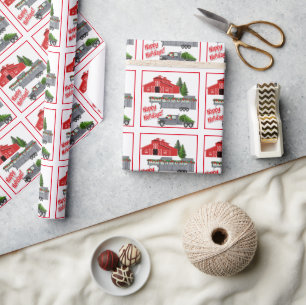 Papel De Regalo Navidades del Sendero de Camiones de Santa Barn