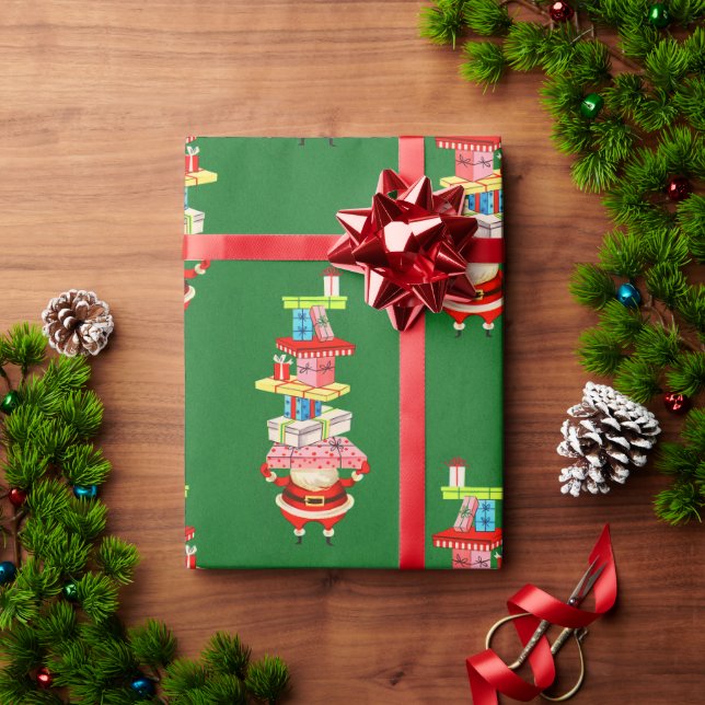 Papel De Regalo Navidades del siglo XX retro con regalos (Regalo de vacaciones)