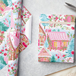 Papel De Regalo Navidades del sueño del pan de jengibre rosado del