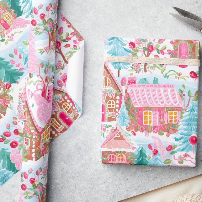 Papel De Regalo Navidades del sueño del pan de jengibre rosado del (Subido por el creador)