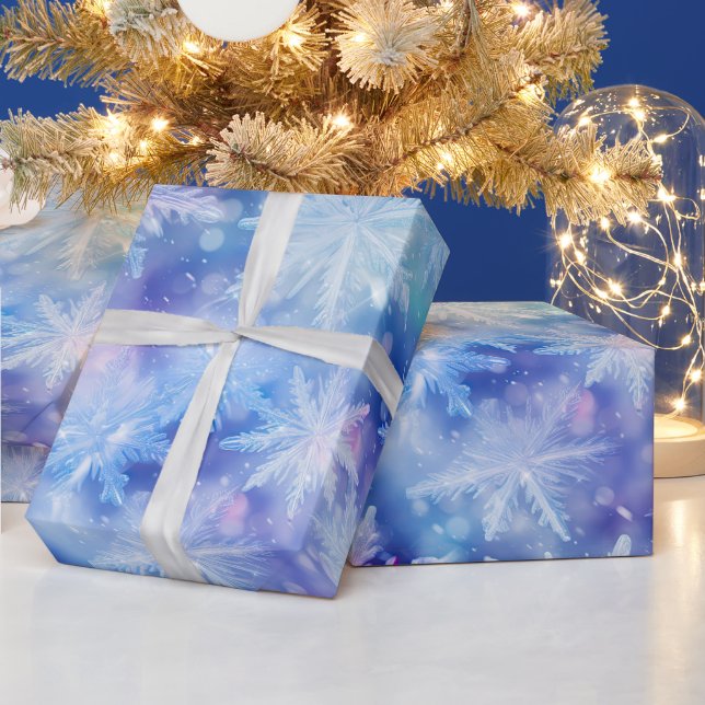 Papel De Regalo Navidades del Winter Blue Purple Snowflakes (Vacaciones)