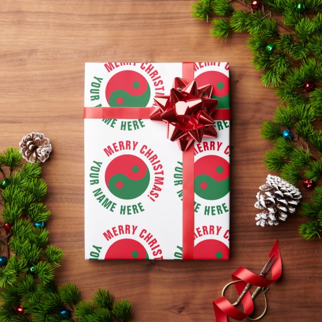 Papel De Regalo Navidades del Yin Verde Rojo personalizado Yang en (Regalo de vacaciones)