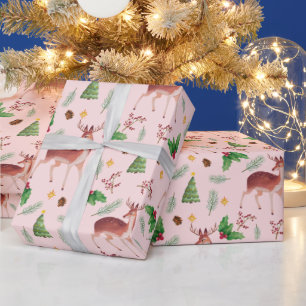 Papel De Regalo Navidades despectivos de ciervos rosados