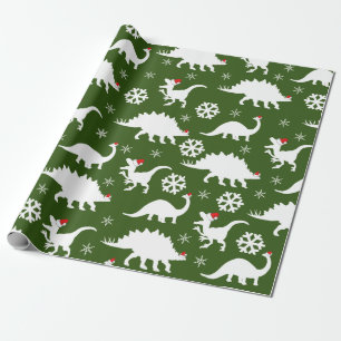Papel De Regalo Navidades Dinosaurios y copos de nieve
