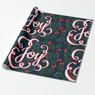 Papel De Regalo Navidades disfrutan Holly Berries y azul de la Mar