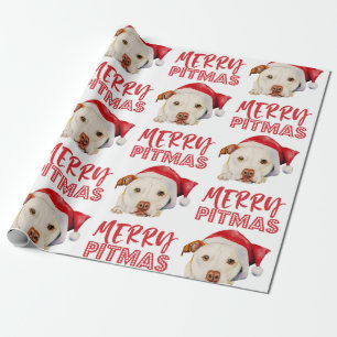 Papel De Regalo Navidades divertidos de Pitbull en Santa Dog Merry