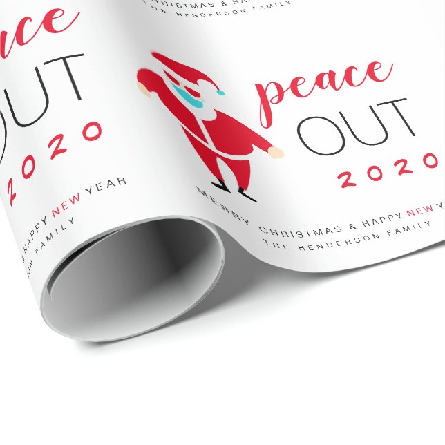 Papel De Regalo Navidades divertidos de Santa Mask Peace Out 2020 (Esquina del rollo)