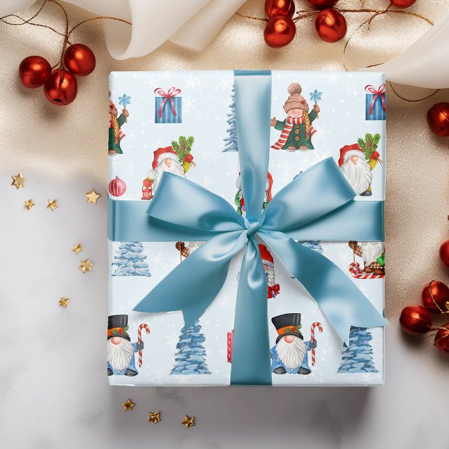 Papel De Regalo Navidades divertidos: Gnomes Rojos Azules (Subido por el creador)