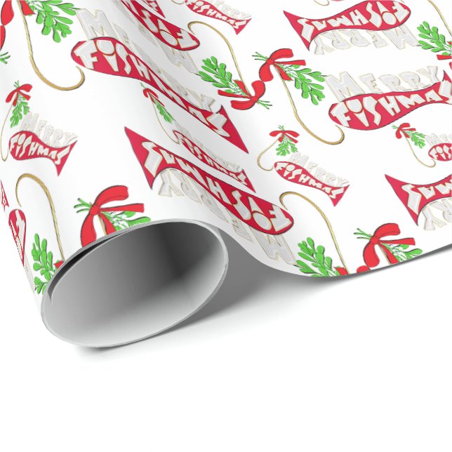 Papel De Regalo Navidades divertidos pescando - Merry Fishmas 2 (Esquina del rollo)