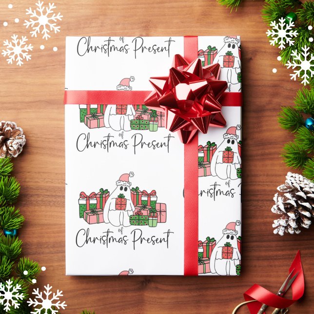 Papel De Regalo Navidades divertidos y coloridos (Simple Cute Funny Humor Ghost Christmas Wrapping Paper)