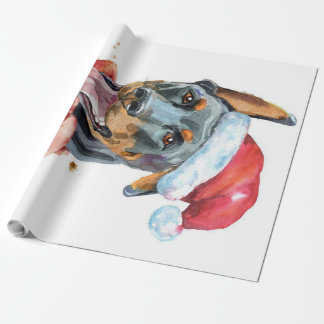 PAPEL DE REGALO NAVIDADES DOBERMAN DOG