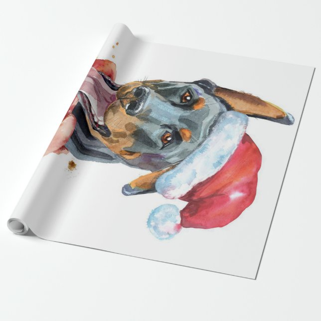 PAPEL DE REGALO NAVIDADES DOBERMAN DOG (Desenrollado)