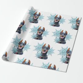 Papel De Regalo Navidades Doberman Pincher Snowflakes