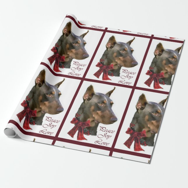 Papel De Regalo Navidades Doberman Pinscher (Desenrollado)