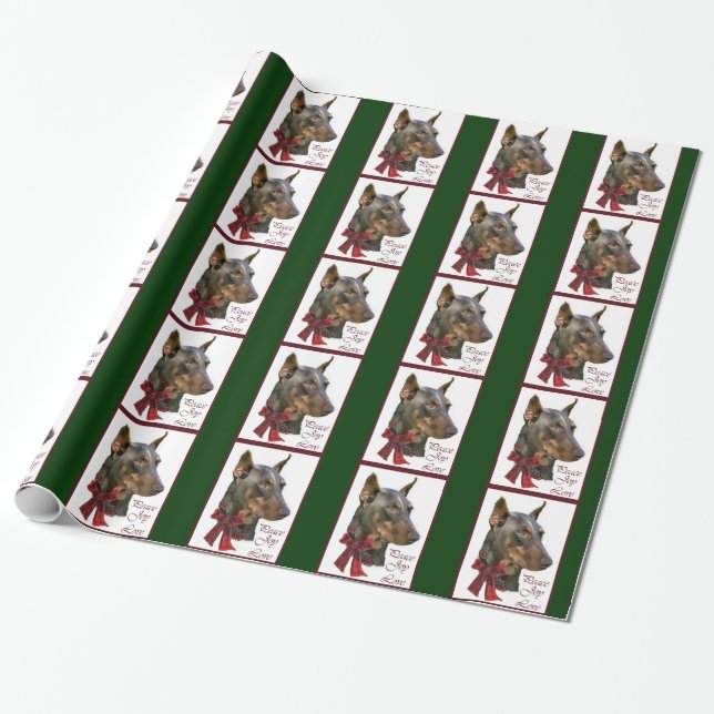 Papel De Regalo Navidades Doberman Pinscher (Desenrollado)